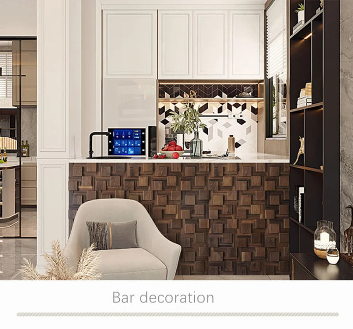 Black Walnut Log Solid Wood Mosaic Tile Square Mosaic Background Sofa TV Background Wall Decoration Art Acoustic Diffuser Panel