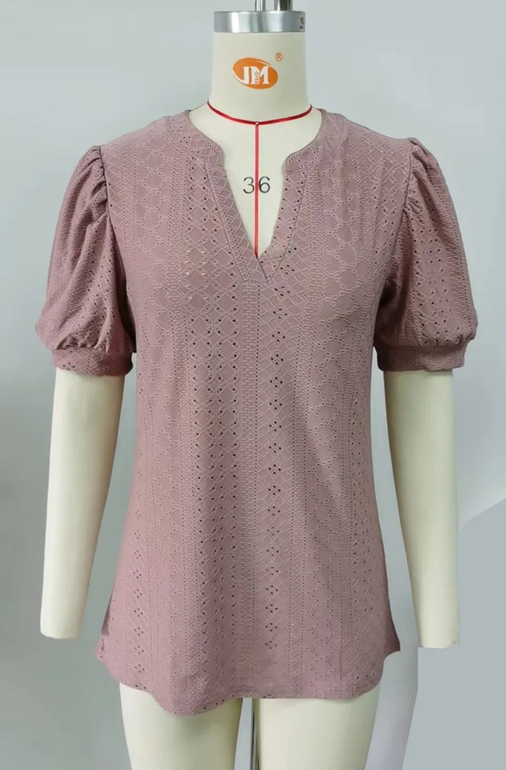 Womens Summer Tops V Neck Ruffle Sleeve Blouses Short Sleeve Casual Tops T-Shirts For Women