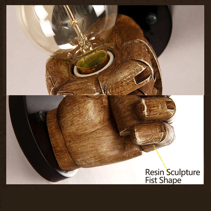 Vintage Wall Lamp Resin Fist lights For Bar Restaurant Coffee Shop Decoration Wall light Left Right Hand Indoor Lighting E27
