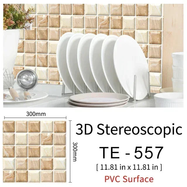 10/20PCS Imitation Brick Tile cobblestone Wall Stickers Water and Oil Proof for Kitchen Restaurant Tea room Relaxation area etc.