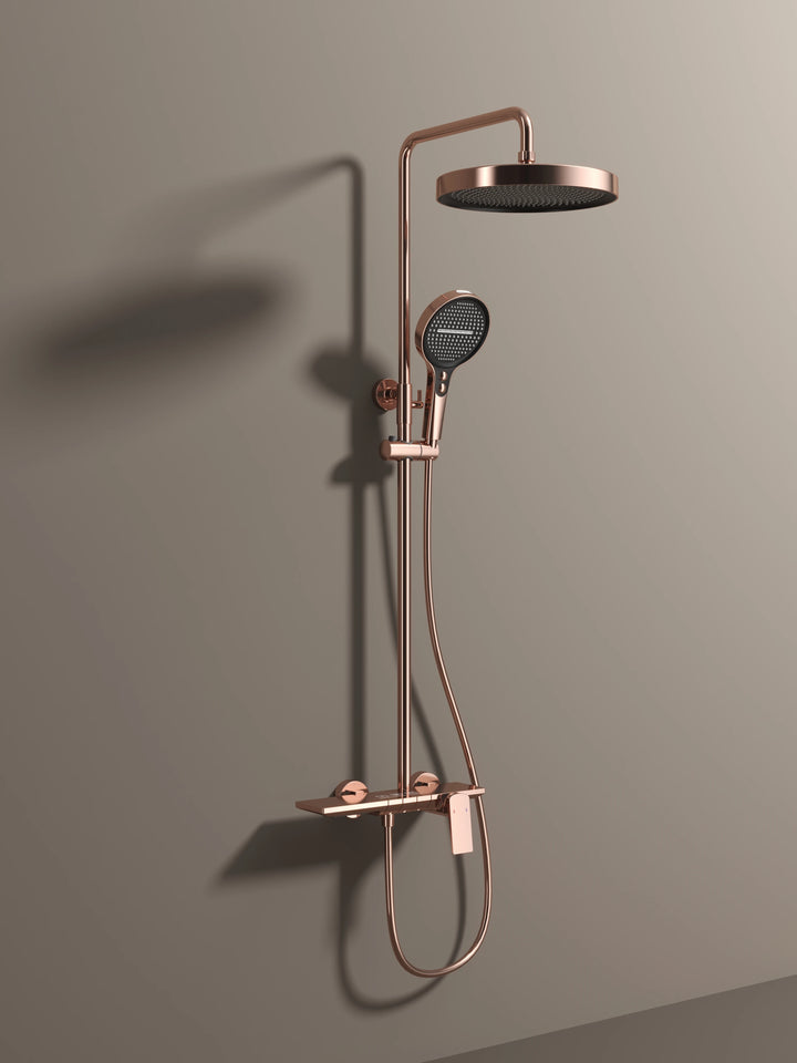 Rose Gold Shower Faucet Bathroom Hot Cold Mixer Bath Shower System Bathtub Wall Mount Round SPA Rainfall Luxury Set