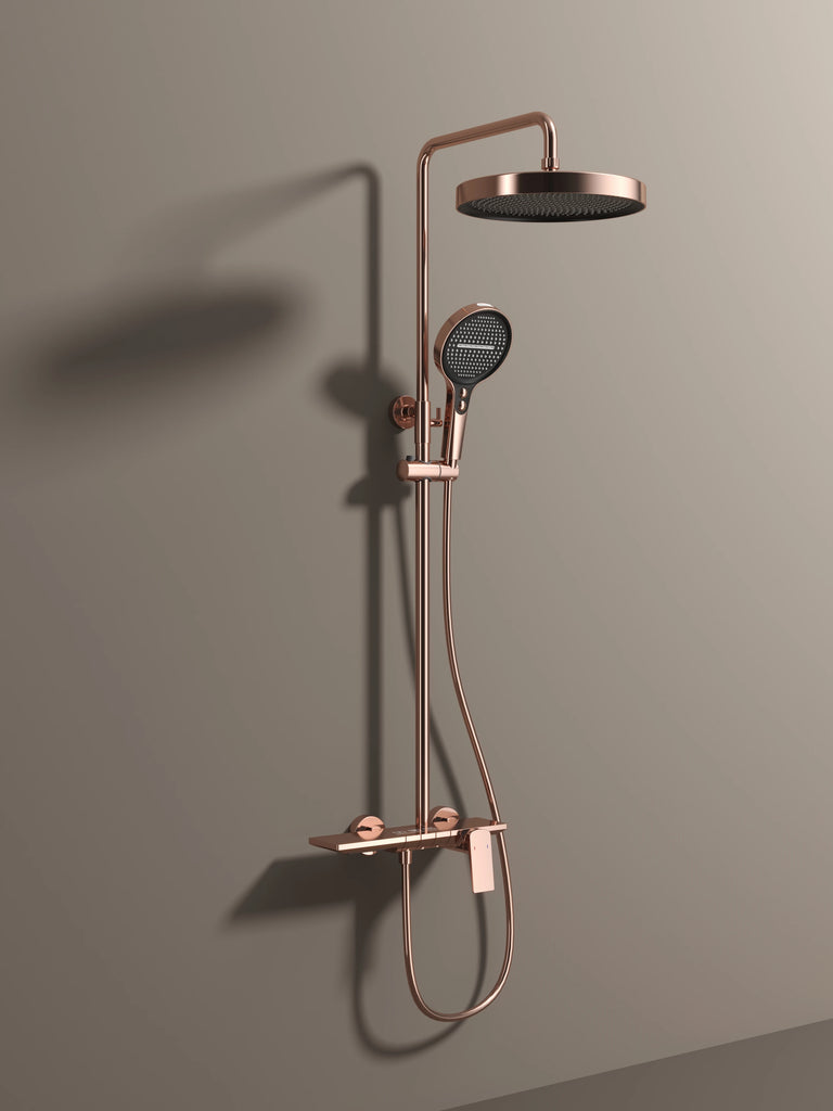 Rose Gold Shower Faucet Bathroom Hot Cold Mixer Bath Shower System Bathtub Wall Mount Round SPA Rainfall Luxury Set