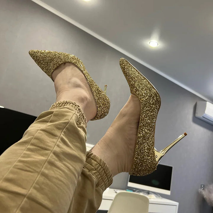 Women 7cm 9.5cm High Heels Bling Pumps Sparkly Heels