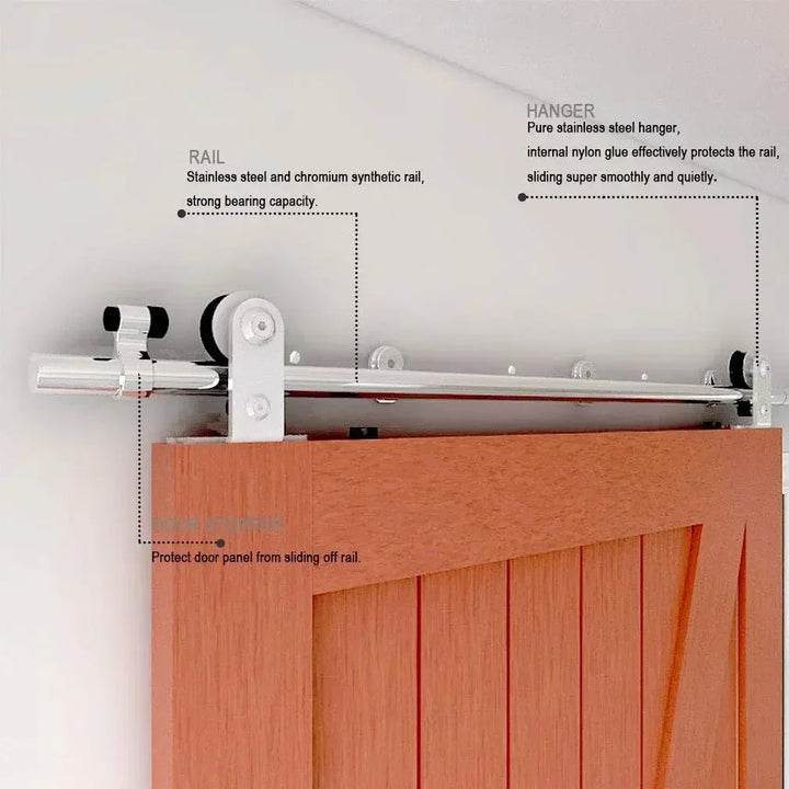 4-16 ft Sliding Barn Door for Single Door, Hardware, Stainless Steel, T Shape Hanger Kit, Smoothly and Silently