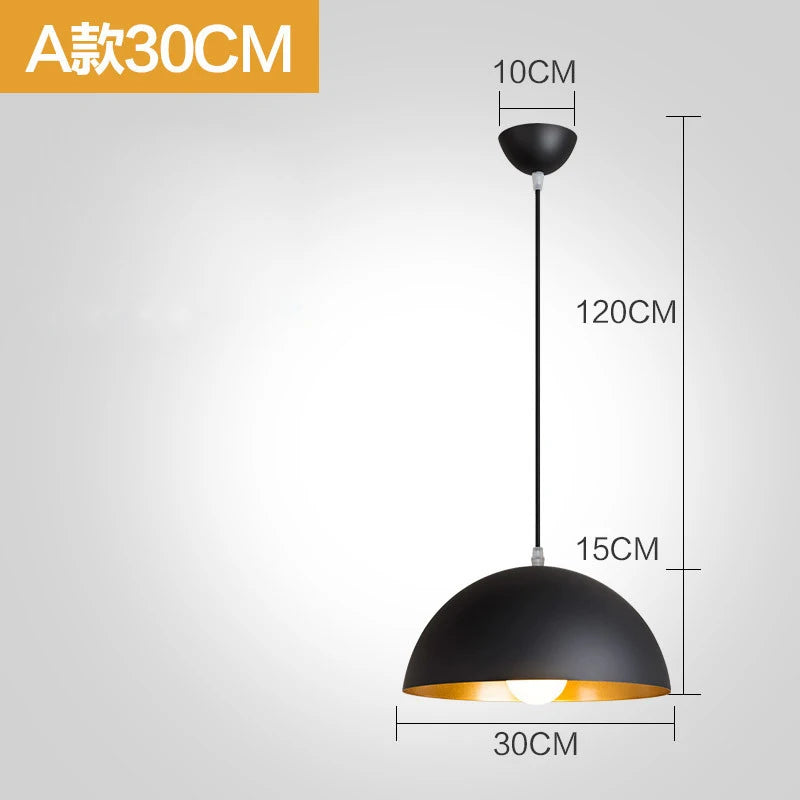 Nordic Retro Industrial Black Ceiling Pendant Lamp E27 for Restaurant Dining Table Bar Decorative Lighting Fixture