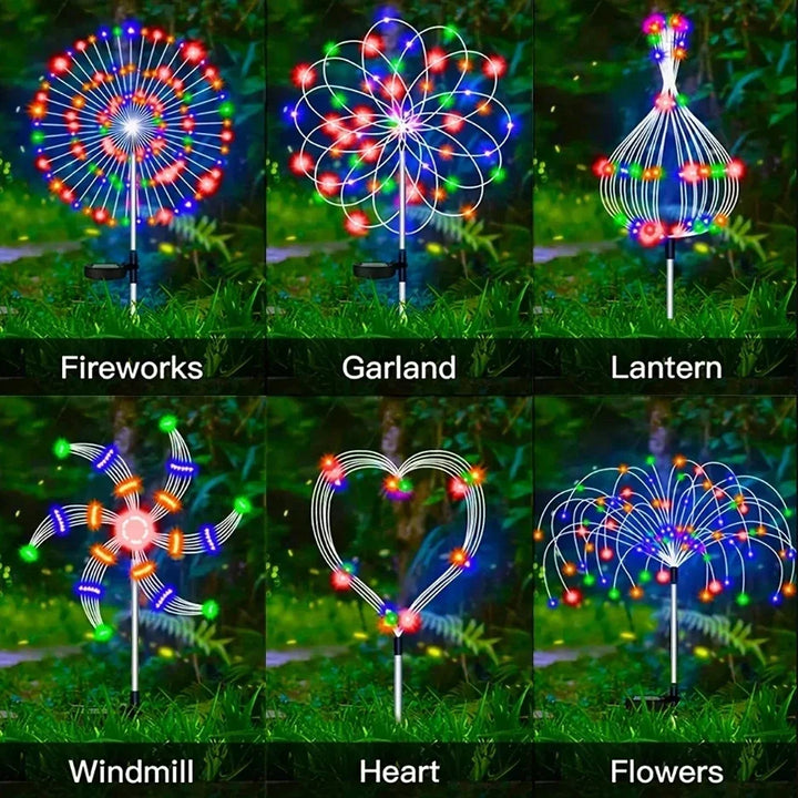 LED Solar Power Firework Lights Garden Decoration Fairy Lights Waterproof Outdoor Dandelion Lawn Lamp for Patio Garden Decor