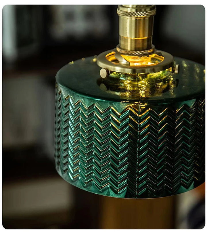 Suspension Green Stripe Glass Chandelier E27 Restaurant Pendant Light For Dining Room Kitchen Cafe Bedside Hanging Lamp Fixtures