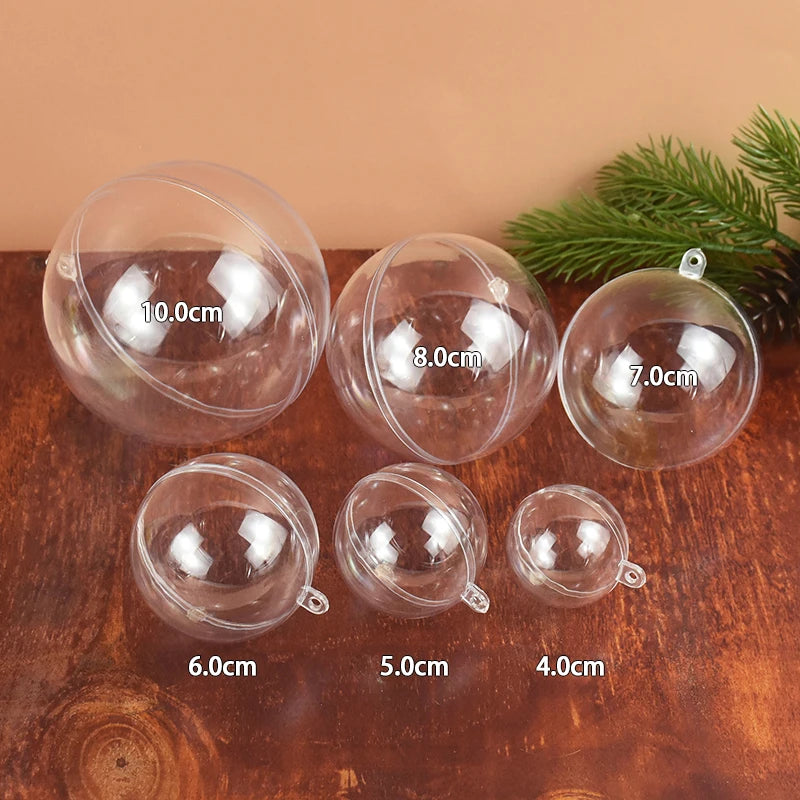 4-10CM Christmas Transparent Ball Plastic Fillable Bauble Xmas Tree Hanging Ornaments Decoration
