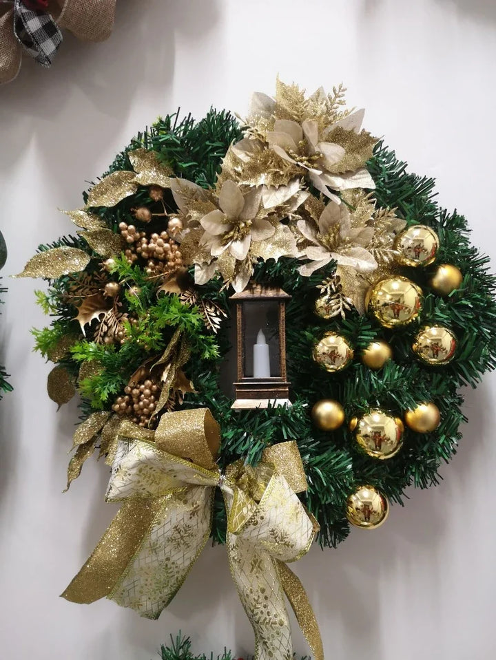 Christmas Wreath for Front Door Red Gold Window Wall Door Decorations 2024 Christmas Garland Ornament Guirnalda Navidad