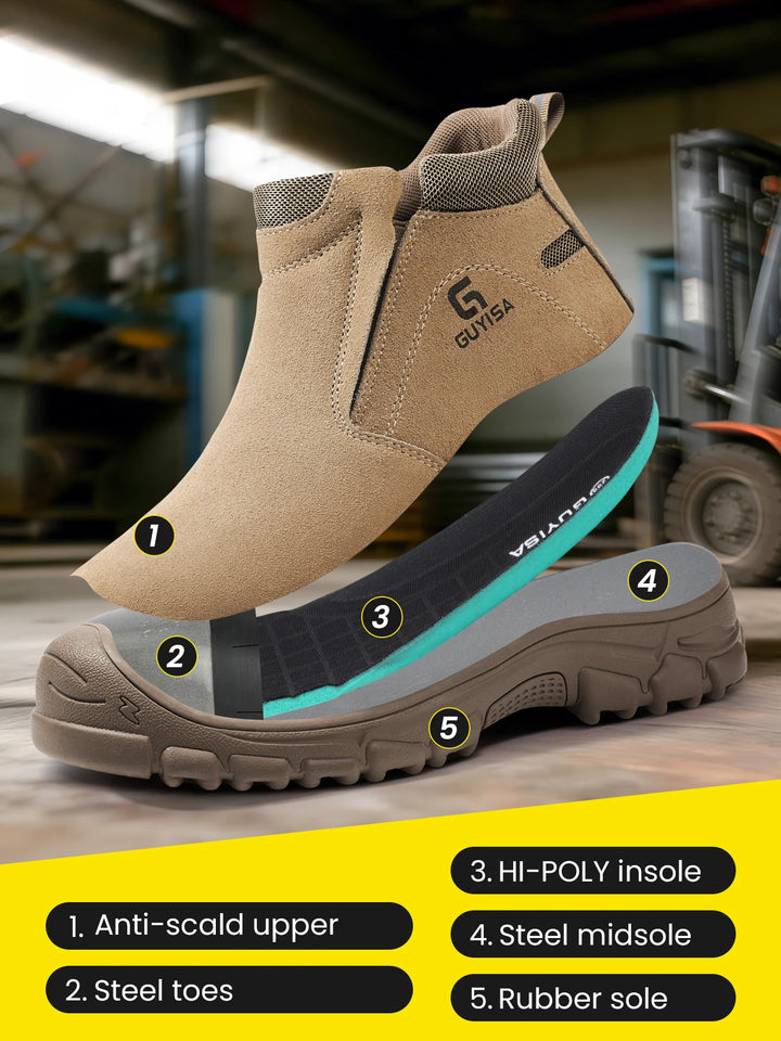 Men's work shoes with anti-crush, anti-puncture and anti-scald rubber soles for all seasons