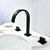 BECOLA Black Basin Faucets Brass Polished Chrome Deck Mounted Bathroom Sink Faucets 3 Hole Double Handle Hot And Cold Water Tap