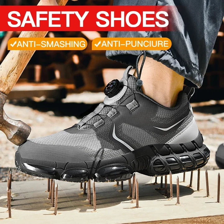 VIPOL Men's outdoor sports shoes, steel-toe shoes, construction site safety shoes, anti-crush and anti-puncture safety shoes