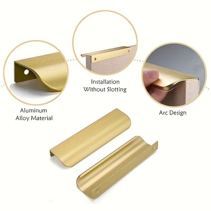 Hidden Handles for Furniture Kitchen Cabinet Handles Wardrobe Cupboard Drawer Knobs Aluminum Alloy Furniture Handles Hardware