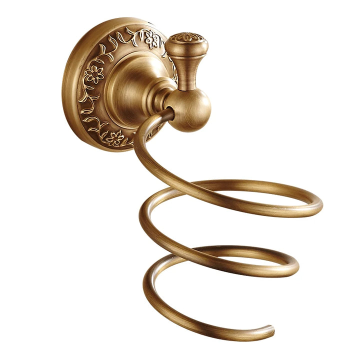All-copper antique hair dryer rack, bathroom hair dryer rack, storage hanger, European retro light luxury, simple and original.
