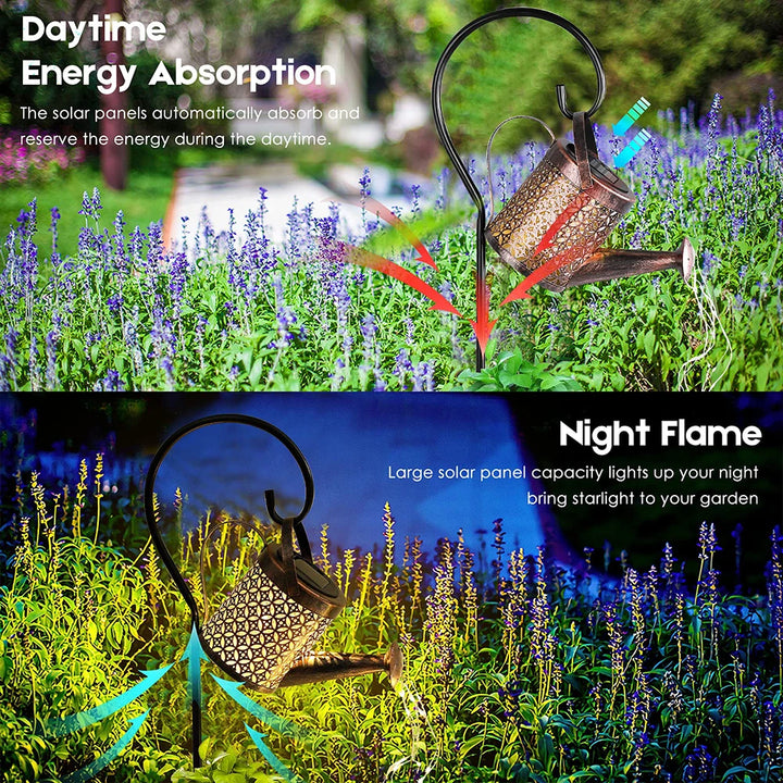 Solar Watering Can Light Hanging Kettle Lantern Light Waterproof Garden Decor