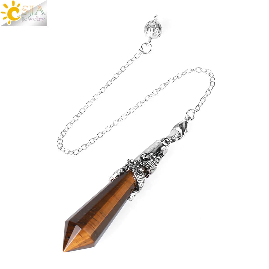 CSJA Dragon Crystals Pendulums for Dowsing Natural Stone Quartz Pendant Divination Pendulum 12 Faceted Balancing Pendulo H024