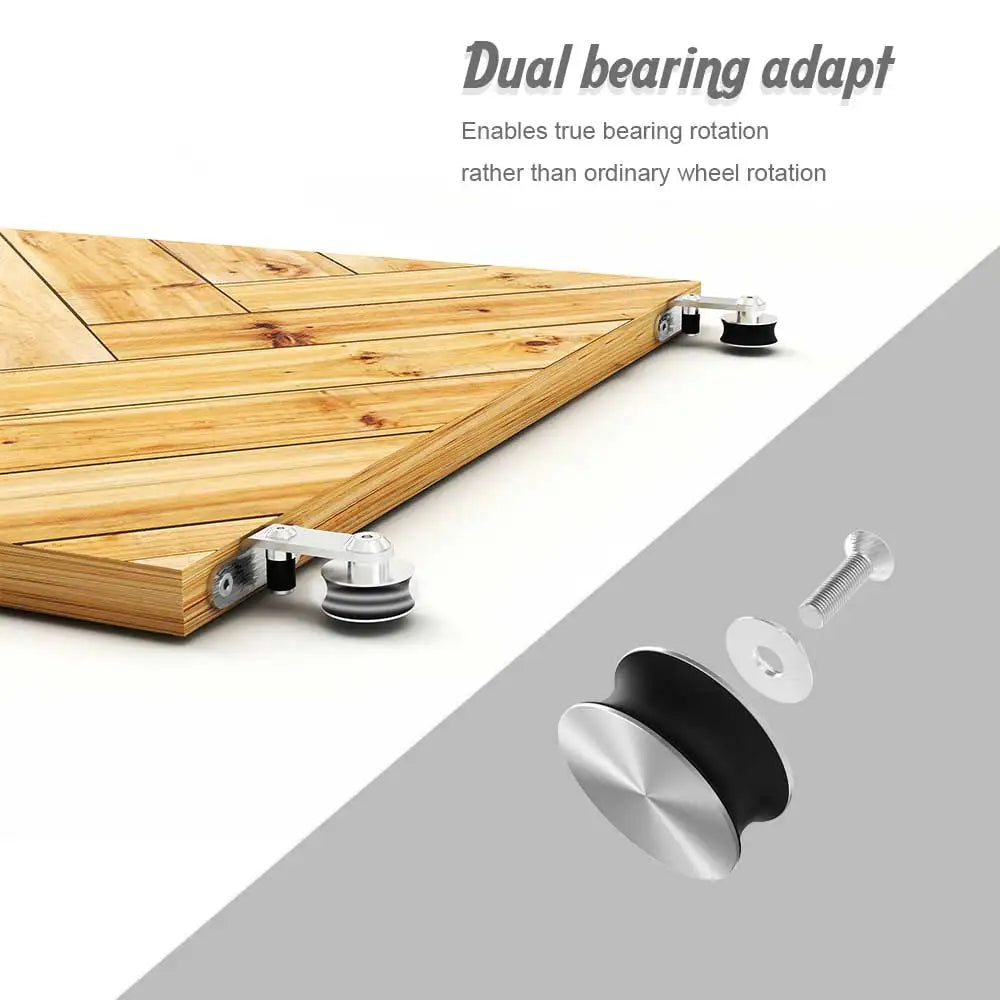 CCJH Sliding Door System Stainless Steel Suitable for Single Door T Type Roller Hanger Barn Door Hardware Kit  6FT/5.5FT