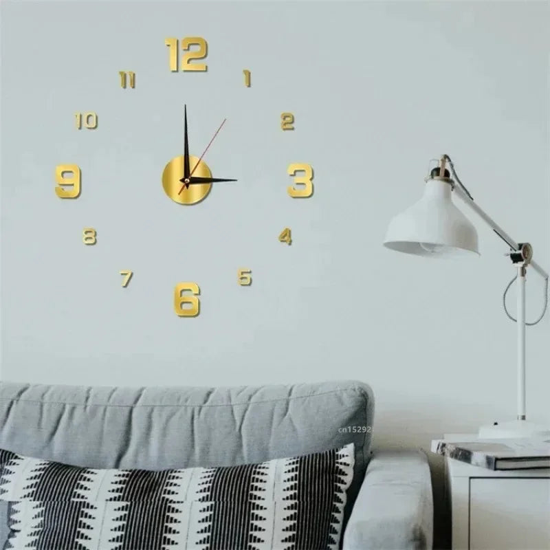 2024 Modern Design Wall Clock 3D DIY Quartz Clocks Fashion Watches Acrylic Mirror Stickers Living Room Home Decor