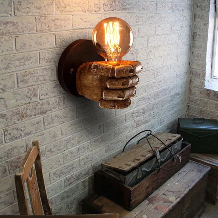 Vintage Wall Lamp Resin Fist lights For Bar Restaurant Coffee Shop Decoration Wall light Left Right Hand Indoor Lighting E27