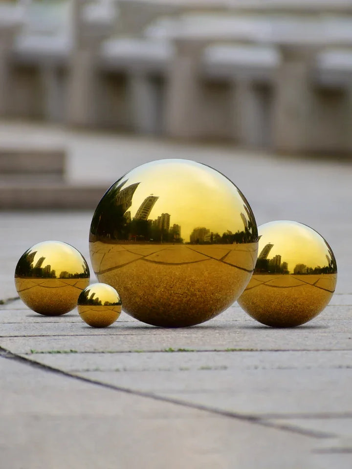 Electroplate Deco Ball 304 Stainless Stell Blue Mirror Gold Round Hollow Balls