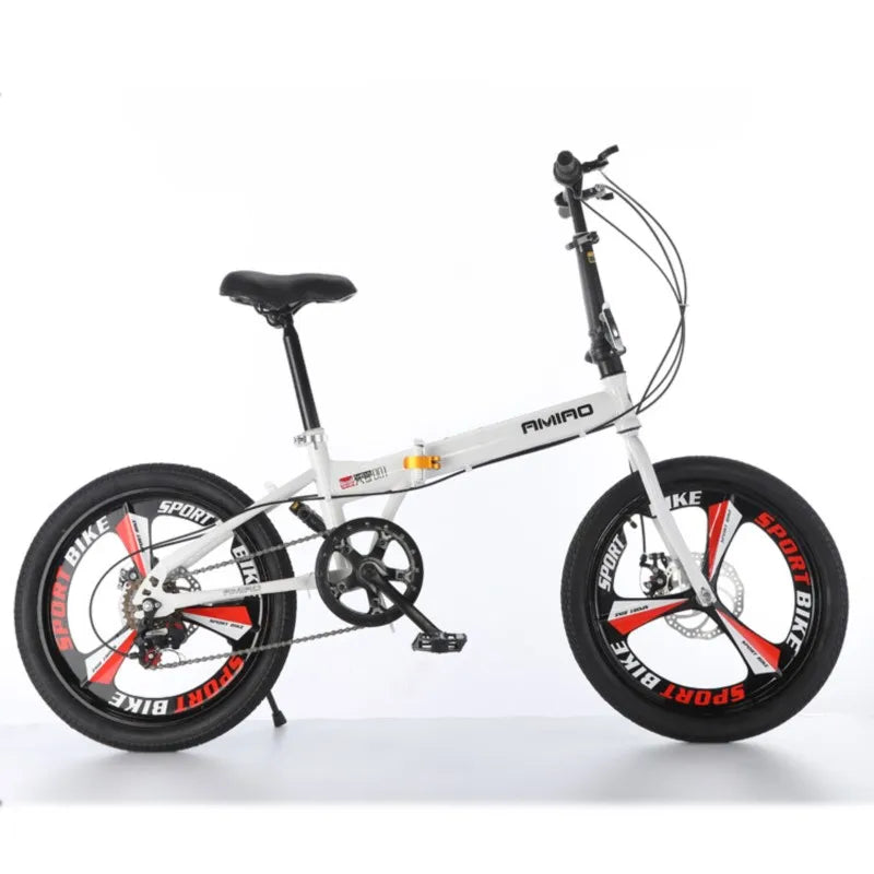 Adult Folding Bicycle Ultra Lightweight Wholesale Student Bicycle Disc Brake Variable Speed Commuting Bike 20 Inches Camping