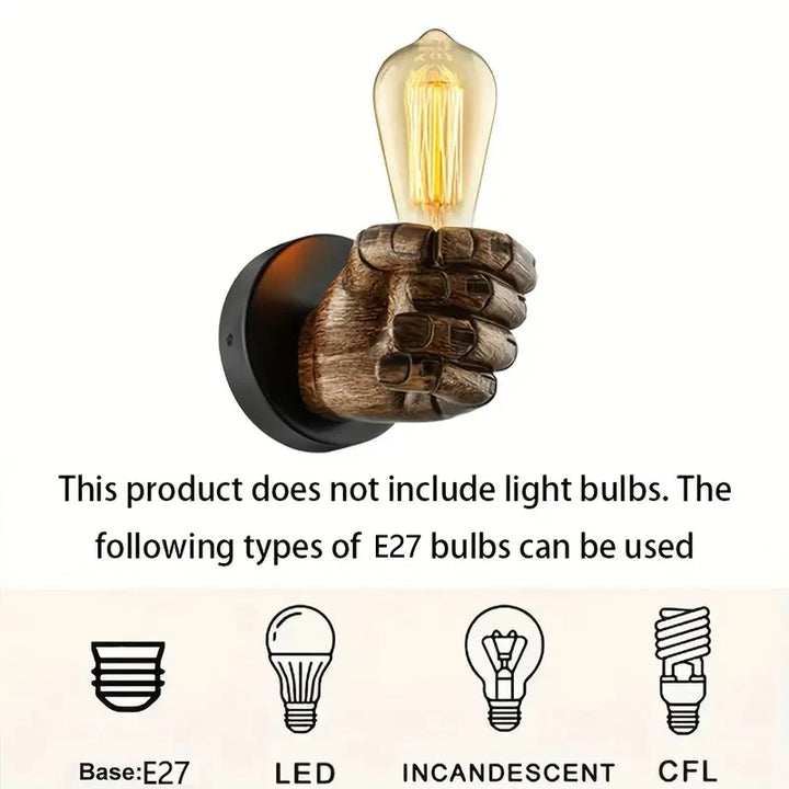 Vintage Wall Lamp Resin Fist lights For Bar Restaurant Coffee Shop Decoration Wall light Left Right Hand Indoor Lighting E27