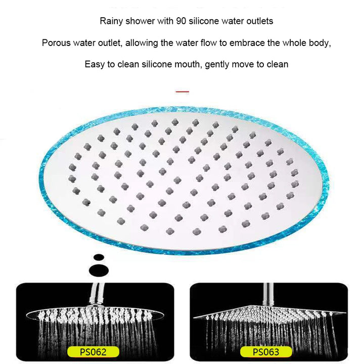 4/6/8/10/12 Inch Pressurized Rain Shower Head Stainless Steel Square Round Rain Shower Head Large Water Outlet Shower Head