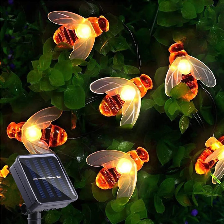 Solar String Lights 100 LEDs Honeybee Lights 8 Modes Garden Lights Solar Outdoor Lights Waterproof for Garden Decoration Outdoor