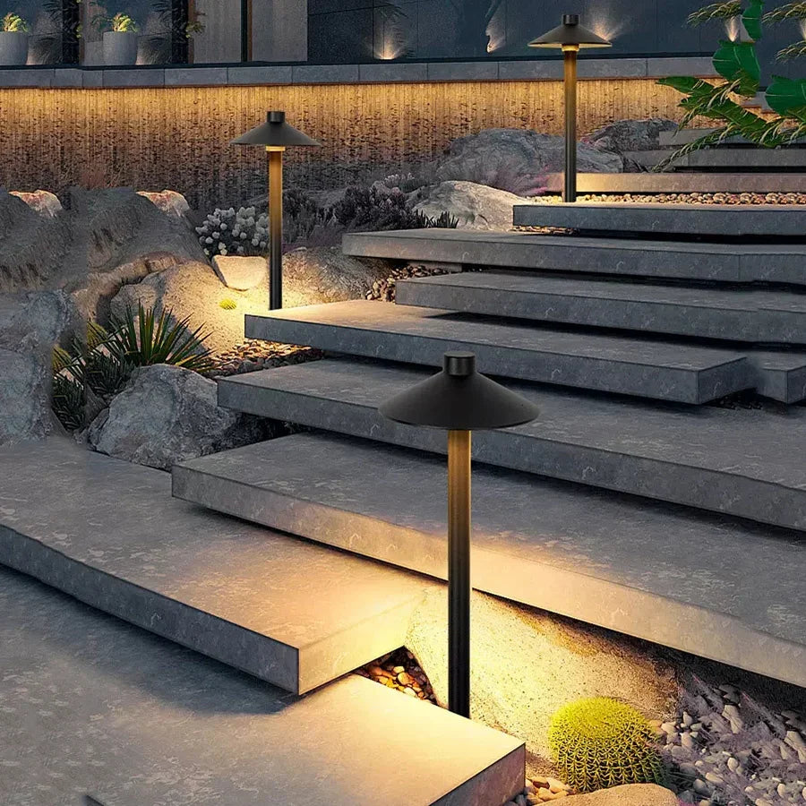 Waterproof Mushroom LED Lawn Light Outdoor Landscape Pathway Post Lamps With insert Aluminum Villa Pole Pillar Lamps
