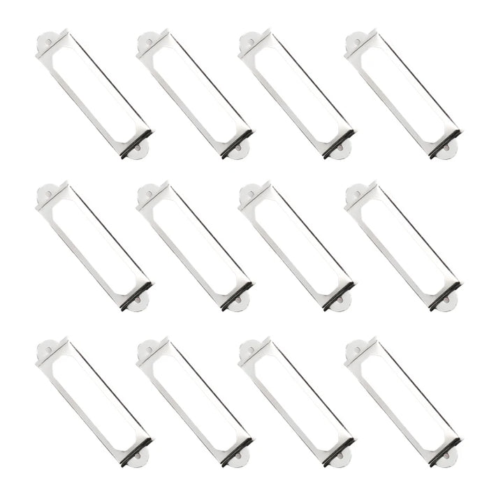 12pcs Antique Brass Golden Metal Label Pull Frame Handle File Name Card Holder For Furniture Cabinet Drawer Box Case Bin 17*60mm