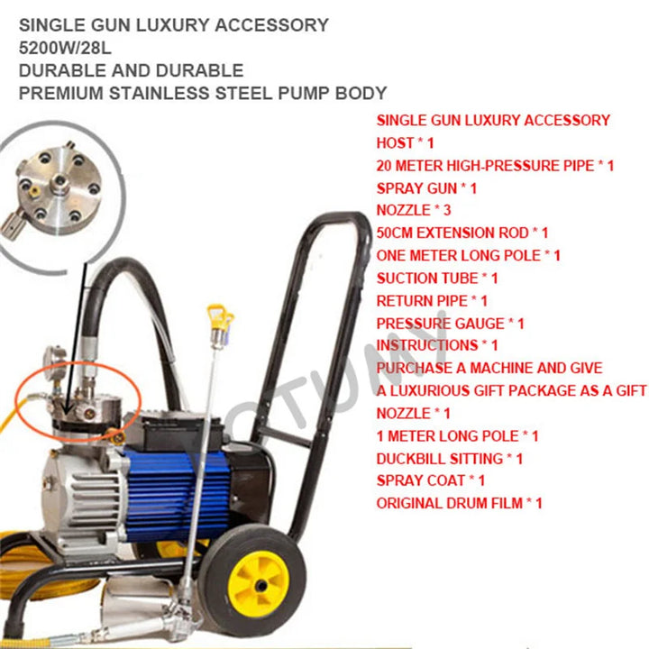 High-Pressure Electric Paint Airless Spraying Machine Multi-Purpose Painting Tool Home Improvement Equipment 5200W