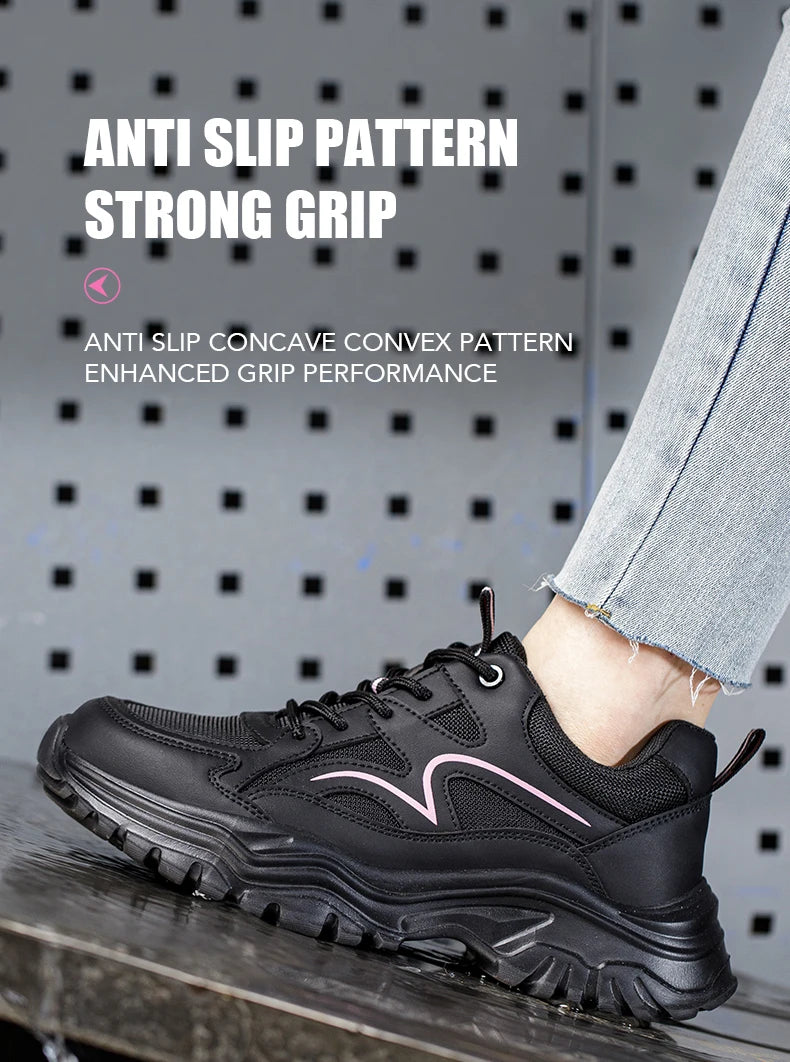 Safety Shoes Women Work Sneakers Structured Shoes Pneumatic-Proof Protective Shoes Work Boots Steel Toe Female Platform Shoes