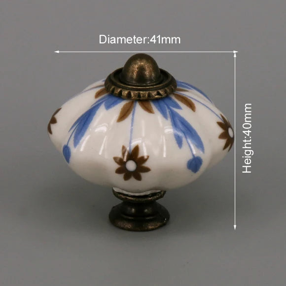 One Piece Vintage Ceramic Door Knobs for Cabinet Drawer, Closet Cupboard Wardrobe  furniture door  Pull Handle