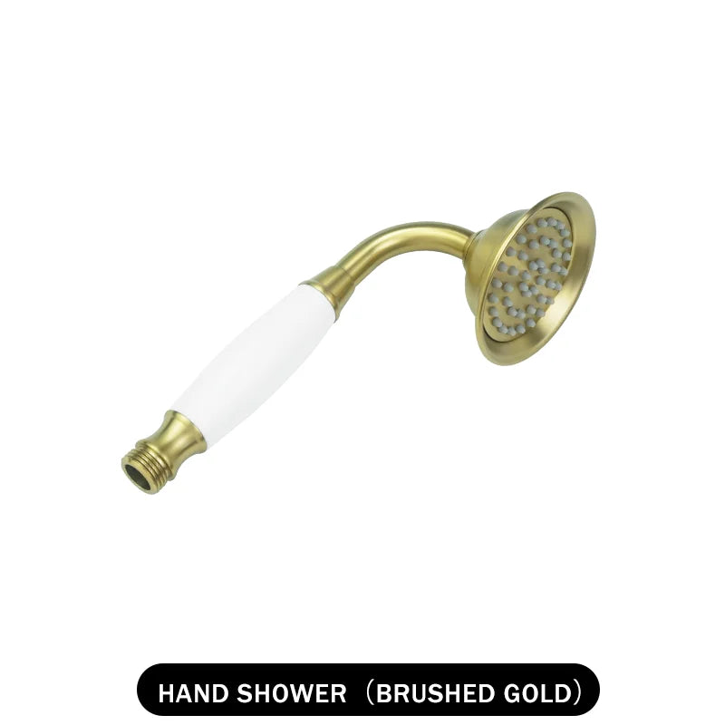 Brass Golden Rainfall Shower Head Rose Gold Handheld Shower Bathroom