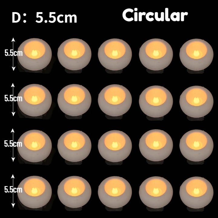 12-100PCS Flameless Floating Candles for Centerpieces Wedding LED Tealight 5.5/7.5CM Battery Operate Float Candle Pool Spa Decor