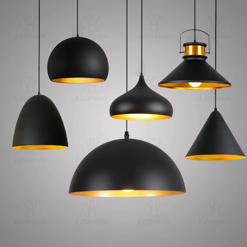 GEW Nordic Retro Industrial Black Ceiling Pendant Lamp E27 Restaurant Dining Table Bar Decorative Pendant Lighting Fixture