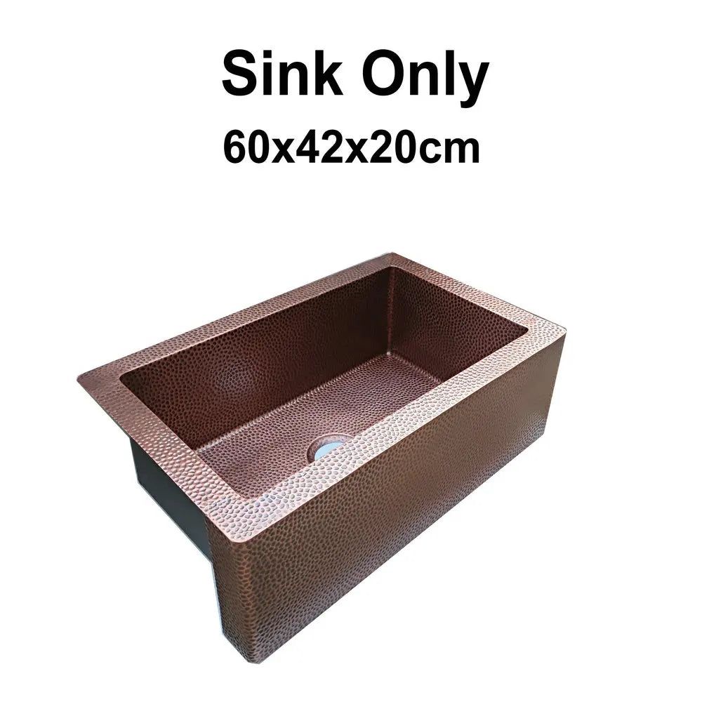 MAEBOW Antique Copper Regtangular Apron Front Single Bowl Artistic Kitchen Sink