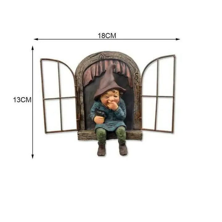 Naughty Garden Statue Elf Go Out Tree Hug Gnome Statue Elf Out The Door Window Tree Hugger Home Yard Tree Decor