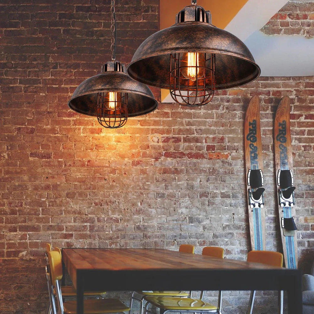 Vintage Bronze Black Metal Hanging Lamp Shade Edison Pendant Light Industrial Lamp