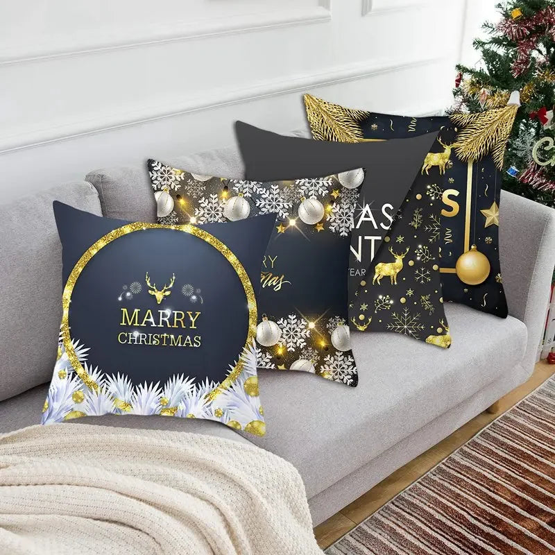 1pcs/set Christmas Black Gold Cushion Cover Merry Christmas Decorations for Home