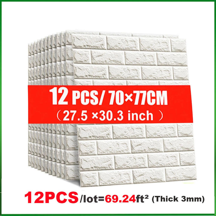 5/12PCS Self Adhesive Wallpaper Peel And Stick 3D Wall Panel Living Room Brick Stickers  Brick Paper Home Decor