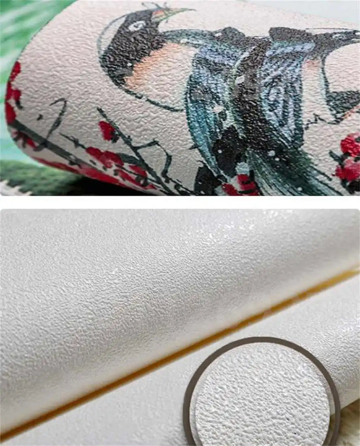 3D Custom Mural Wallpaper - Window Sea View with Red Flowers Stone Path Small Island Garden Lake Background wall for Home Decor