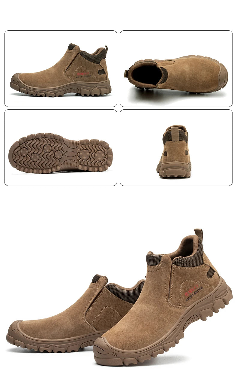 Mens Steel Toe Safety Shoes Breathable Soft Non Slip Work Boots Protective Comfortable Footwear for Men Insulation 6KV Shoes