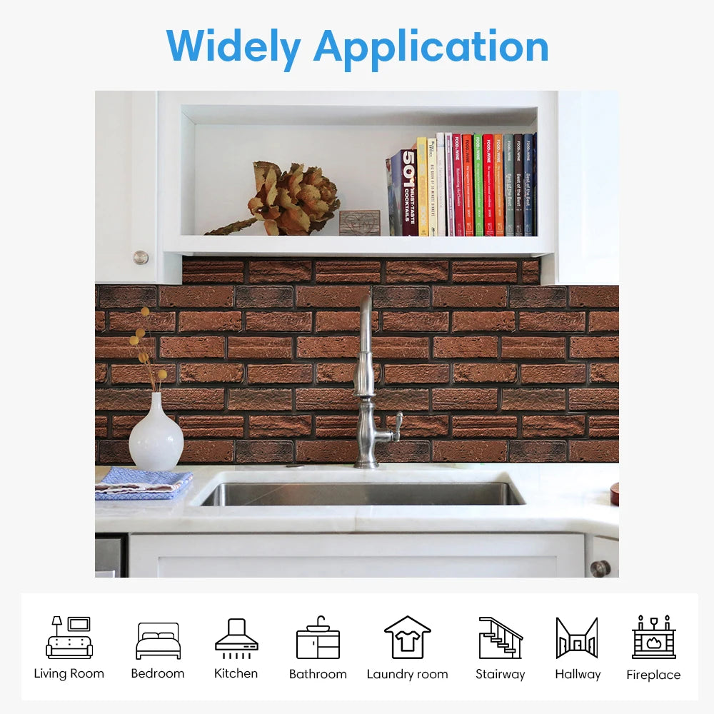 10/20Pcs 3D Faux Brick Peel and Stick PVC Wall Stickers, Waterproof Easy to Install Wall Panels, Interior Wall Decoration