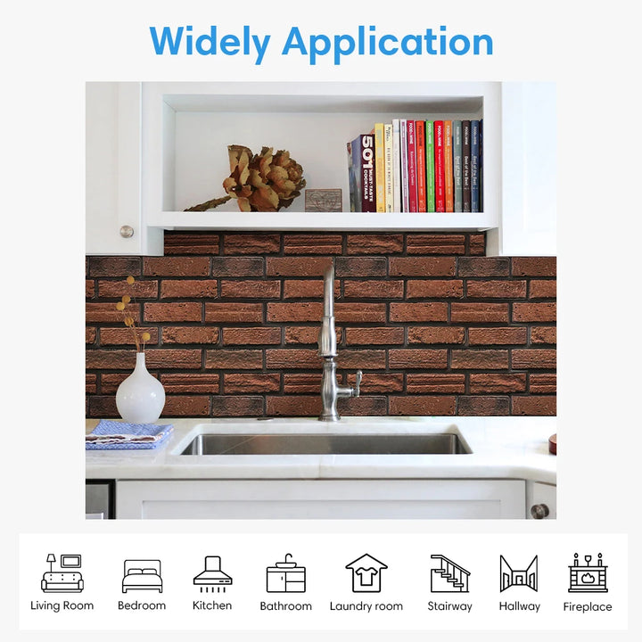 10/20Pcs 3D Faux Brick Peel and Stick PVC Wall Stickers, Waterproof Easy to Install Wall Panels, Interior Wall Decoration