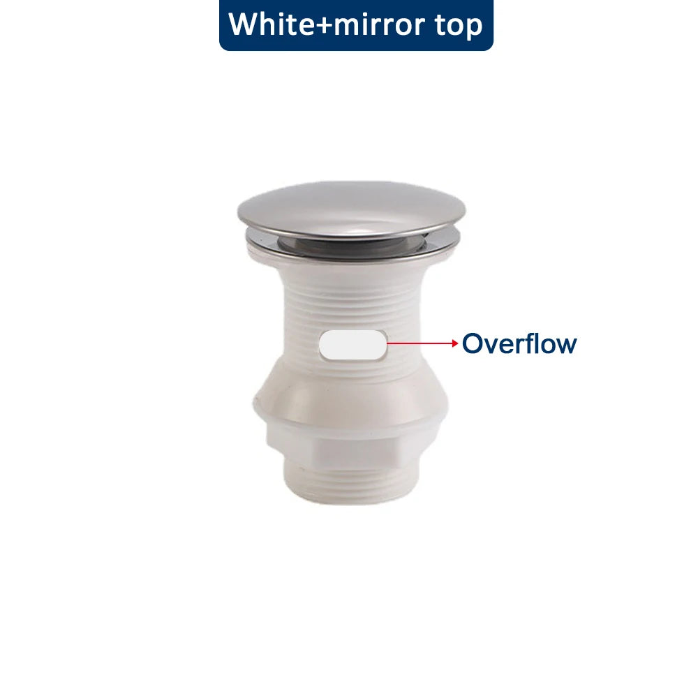 Bathroom Push Down Pop-Up Drain Sink Waste Stopper Valve Chrome Body with Color Lid Washbasin Water Head Deodorization Stopper
