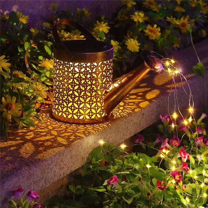 Solar Watering Can Light Hanging Kettle Lantern Light Waterproof Garden Decor