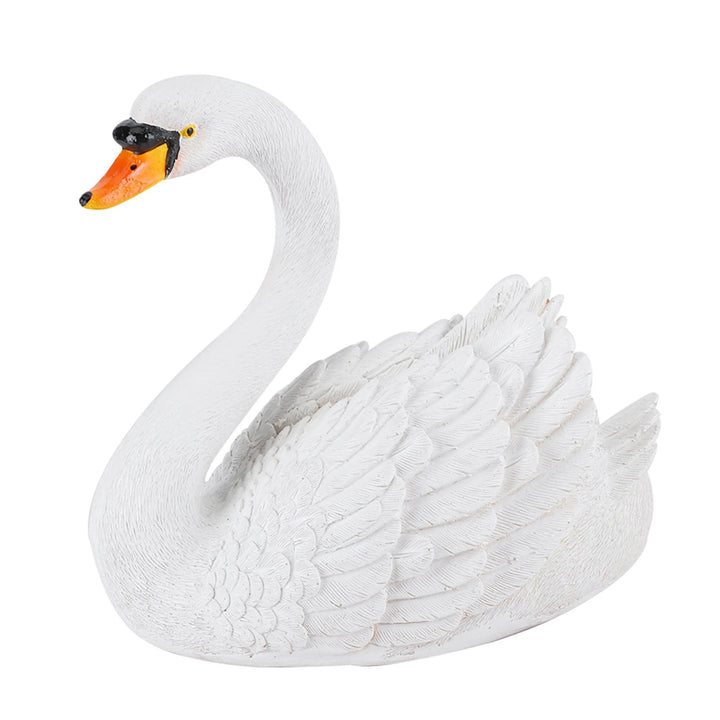 Resin Swan Sculpture Floating White Swan Figurine Ornament For Yard Garden Decor