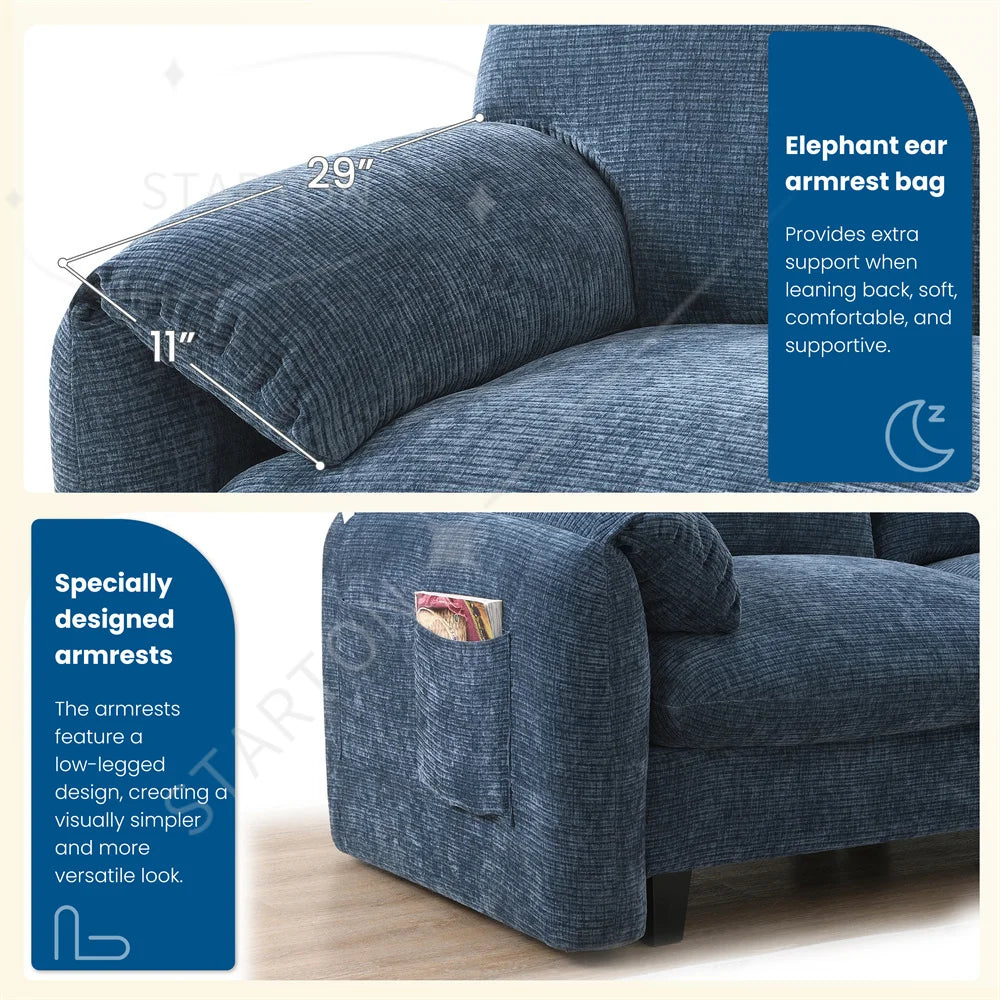 Sectional Sofa Couch with Ottoman Wholesale L-Shape with Extra-Wide Seat Cushion USB Type-C Charger Phone Holder Modular