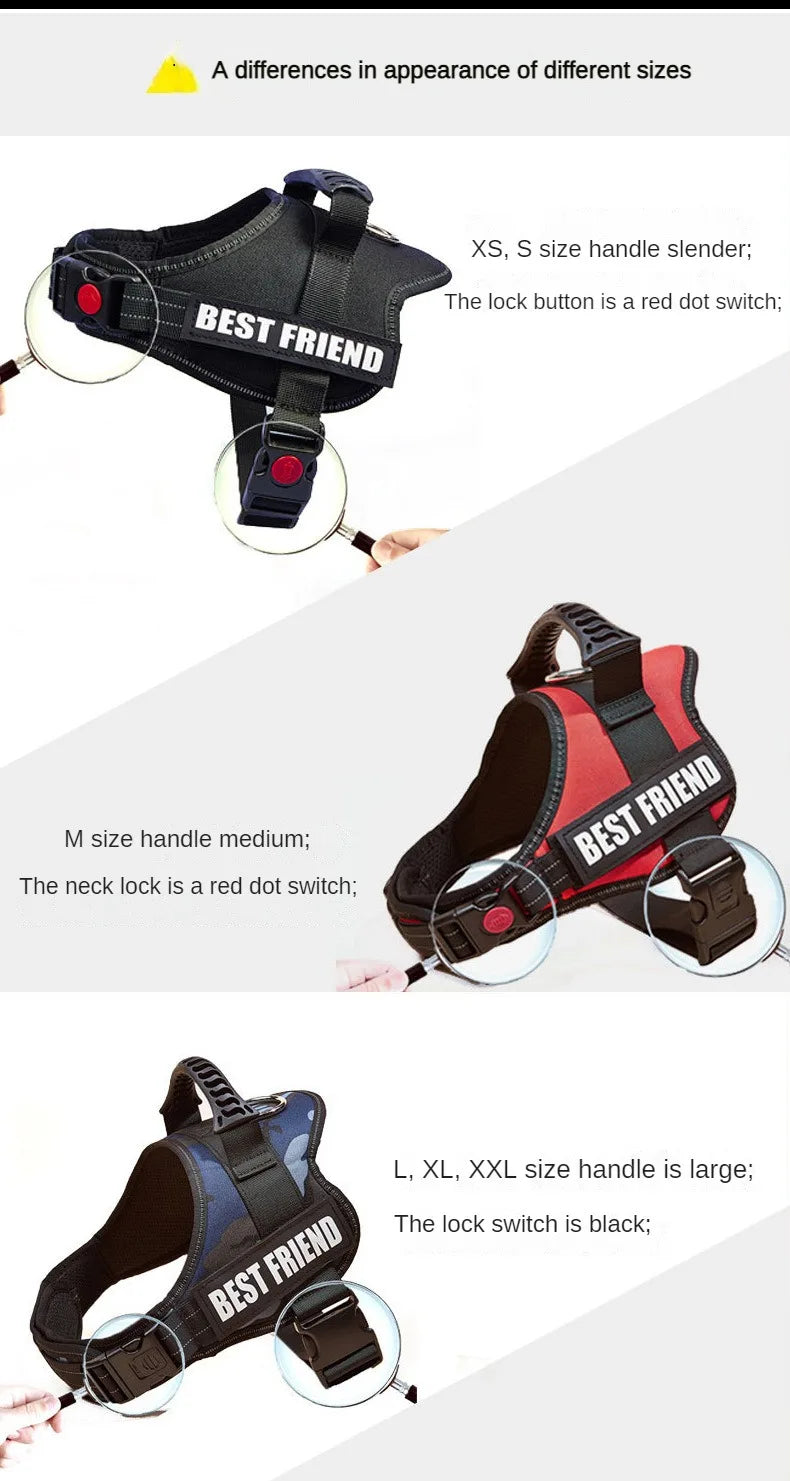 Personalised No Pull Dog Harness with Custom Name and Phone Number Heavy Duty Pet Vest To Prevent Tugging Pulling Choking